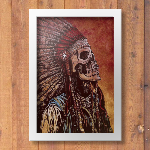 Quadrinho Decorativo - Caveira Indio
